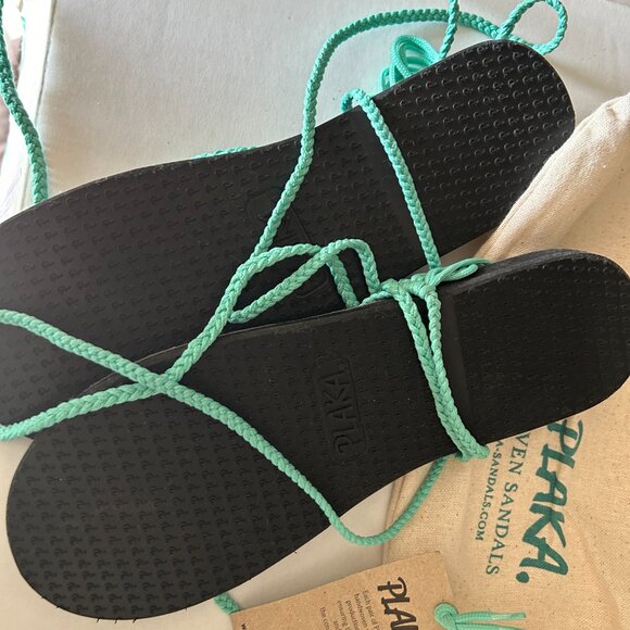 PLAKA GLADIATOR SANDALS - TURQUOISE - SZ9 - Picture 2 of 7